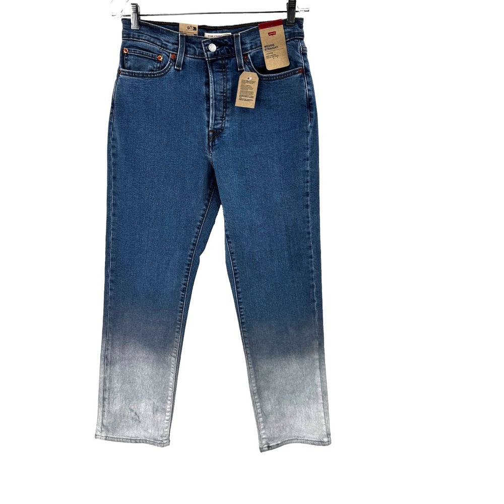 NEW Levi's Wedgie‎ Straight Ankle Ombre Fade Jeans Women's 29 Button Fly Stretch